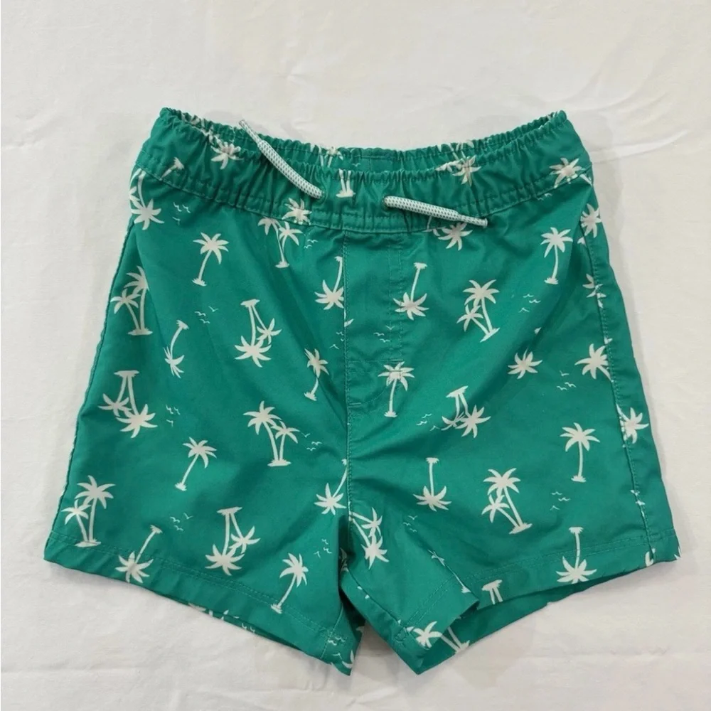 Wonder‎ Nation Boys 2T Swim Suit Green With Palm Trees